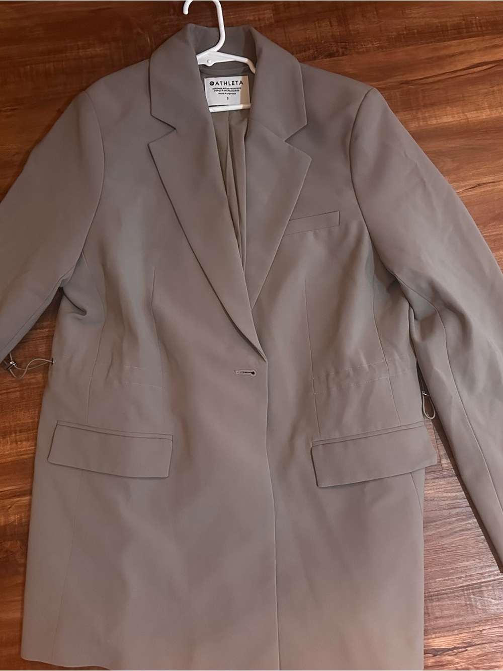 Athleta Taupe Single-Button Blazer Jacket